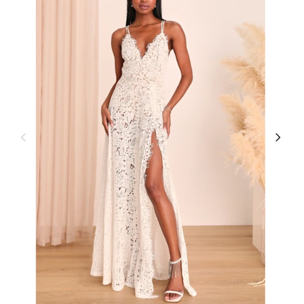 LULUS Love of Details White Lace Maxi Dress